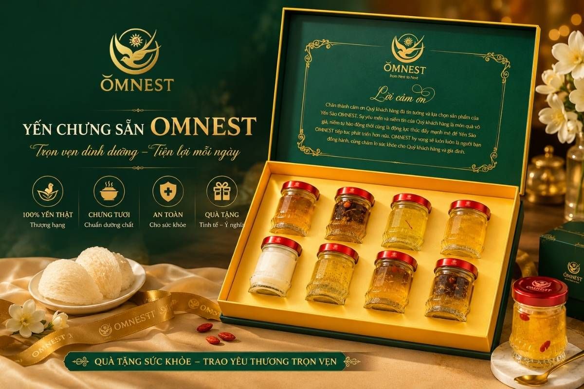 Combo yến hũ mix vị Omnest Combo yến hũ mix vị phù hợp gia đình và biếu tặng