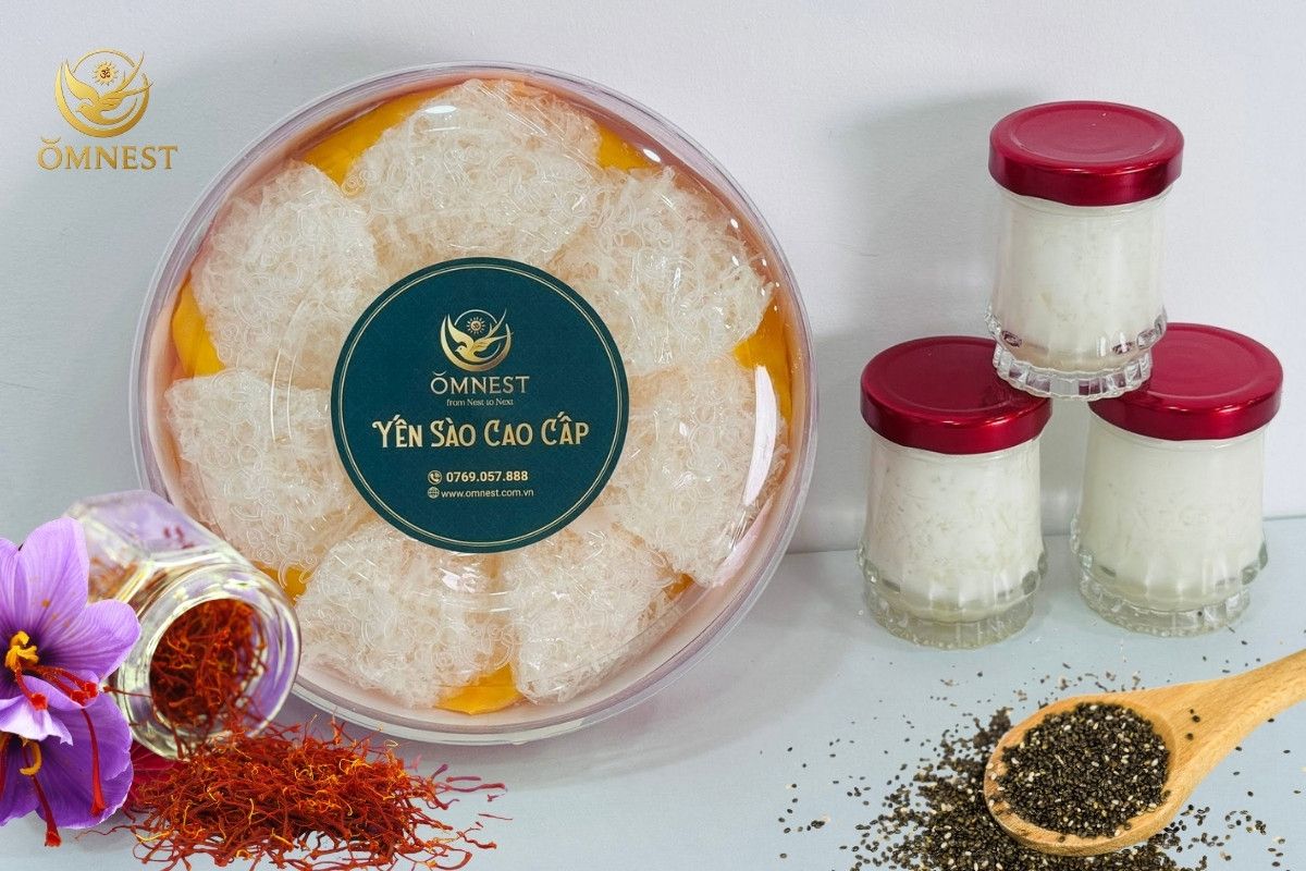 cách chế biến yến chưng sữa tươi hạt chia saffron 