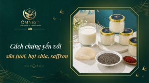 yến chưng sữa tươi hạt chia saffron