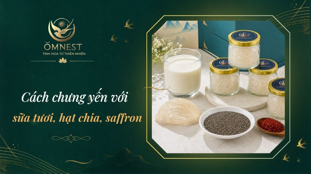yến chưng sữa tươi hạt chia saffron