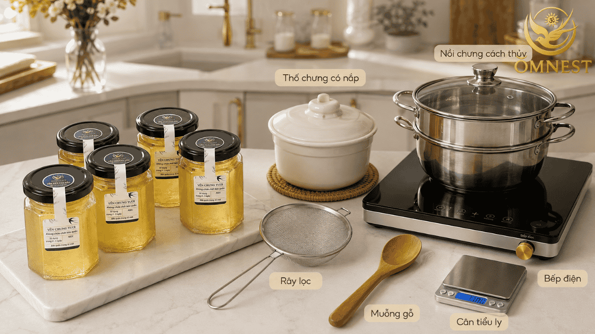 Dụng cụ chưng yến tươi cần chuẩn bị 